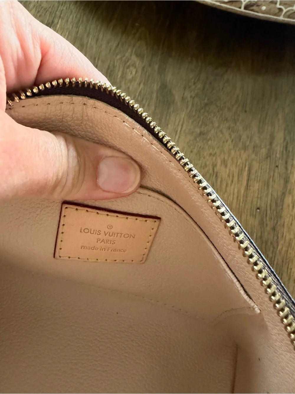 Louis Vuitton Brown Monogram Canvas Pouch with Gold-Tone Zipper